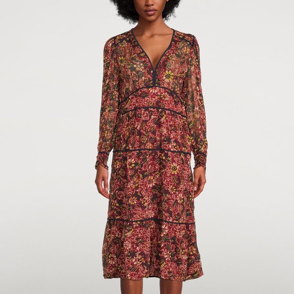 ba&sh Gigi Midi Long Sleeve Floral Dress size XS - Picture 1 of 7